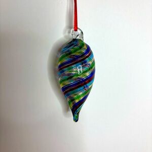 Colorful Swirled Tear Drop Glass Christmas Ornament
